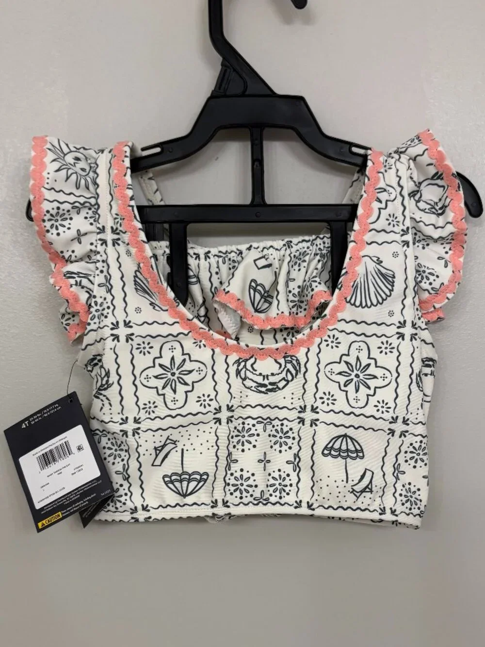 NWT - Modern Moments by Gerber Girl 2 Pc Pink Ric Rac Tankini Set - 18M and 4T